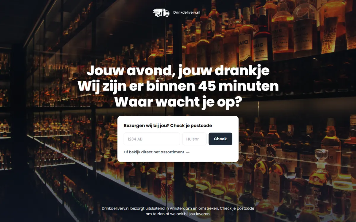 Homepage van Drinkdelivery