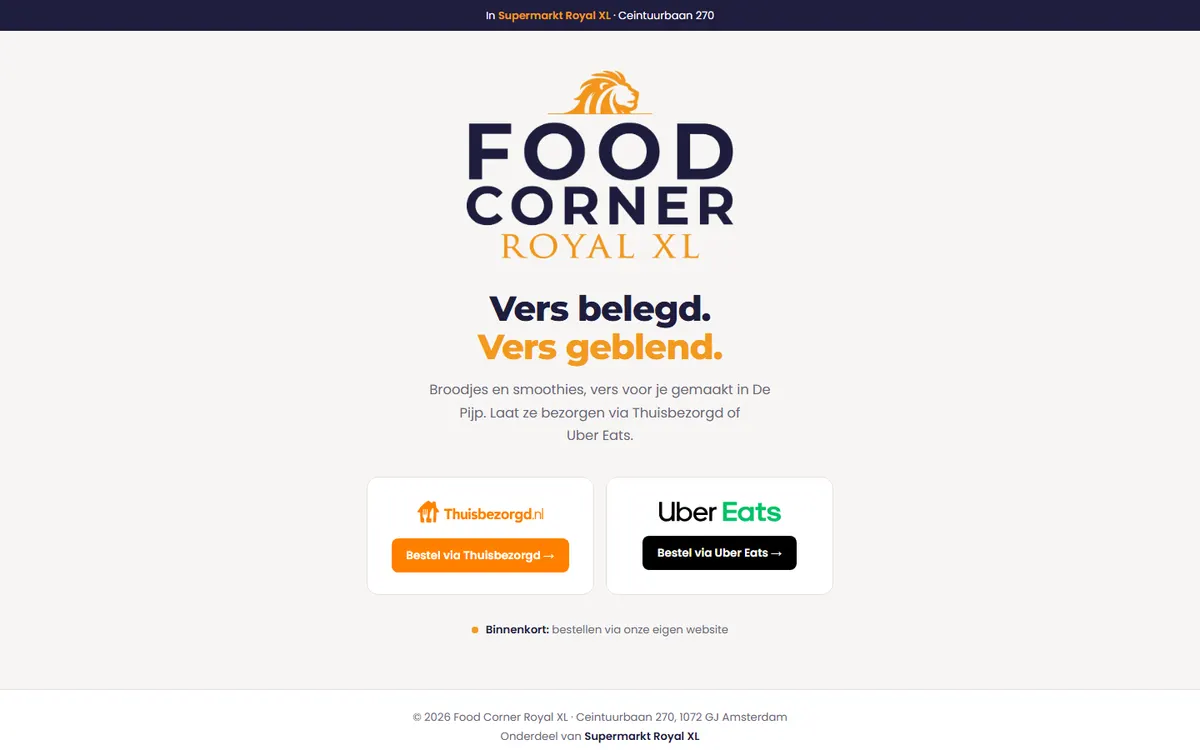 Homepage van Food Corner Royal XL